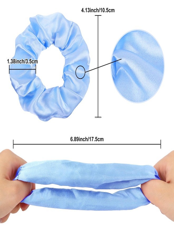 Semato 16 Pacs Satin Scrunchies Bridesmaid Proposal Gifts Hair Ties Scrunchies for Women Girls Bachelorette Party Favors (light blue) - Image 2